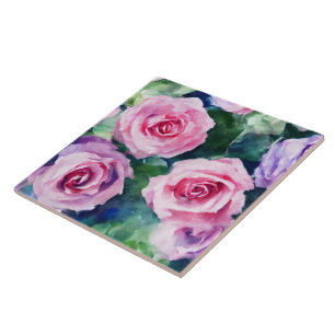 Schöne Wasserfarbe Rosa Rose Populäre Sammlung Fliese