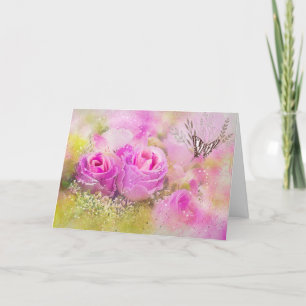 Schöne Wasserfarbe Rosen Abstrakte Natur Dankeskarte