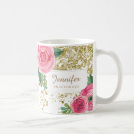 Schöne Wasserfarbe-Rosen mit der GoldGlitzer-Tasse Kaffeetasse