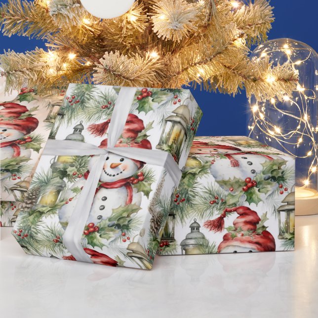 Schöne Wasserfarbe Schneemann Weihnachten Geschenkpapier (Feiertage)