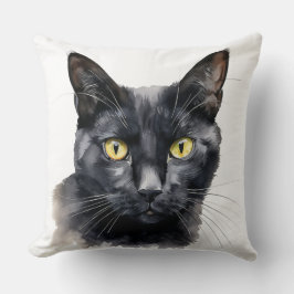 SCHÖNE WASSERFARBE SCHWARZE KATZE KISSEN