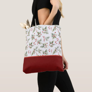 Schöne Wasserfarbe-Stechpalme und Beeren Farbblock Tasche