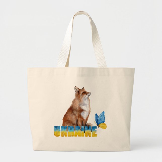 Schöne Wasserfarbe Ukraine Fox und Schmetterling Jumbo Stoffbeutel (Vorne)