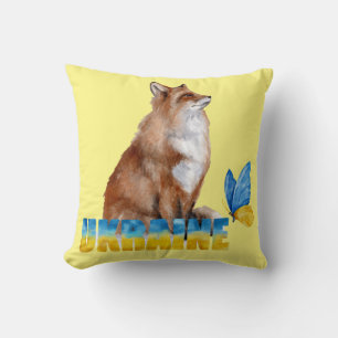 Schöne Wasserfarbe Ukraine Fox und Schmetterling Kissen