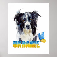Schöne Wasserfarbe Ukraine Hund und Schmetterling