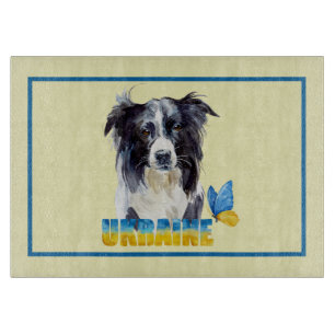 Schöne Wasserfarbe Ukraine Hund und Schmetterling Schneidebrett