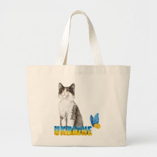 Schöne Wasserfarbe Ukraine Katze und Schmetterling Jumbo Stoffbeutel