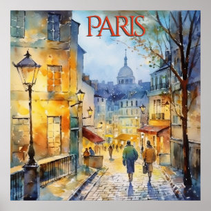 Schöne Wasserfarbe von Paris Reisen Poster