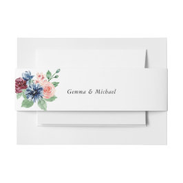 Schöne Wasserfarben Blumen & Grüne Hochzeit Einladungsbanderole
