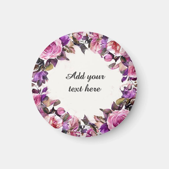 Schöne Wasserfarben-Blumengrenze Magnet (Vorne)