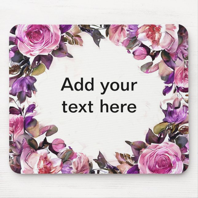 Schöne Wasserfarben-Blumengrenze Mousepad (Vorne)