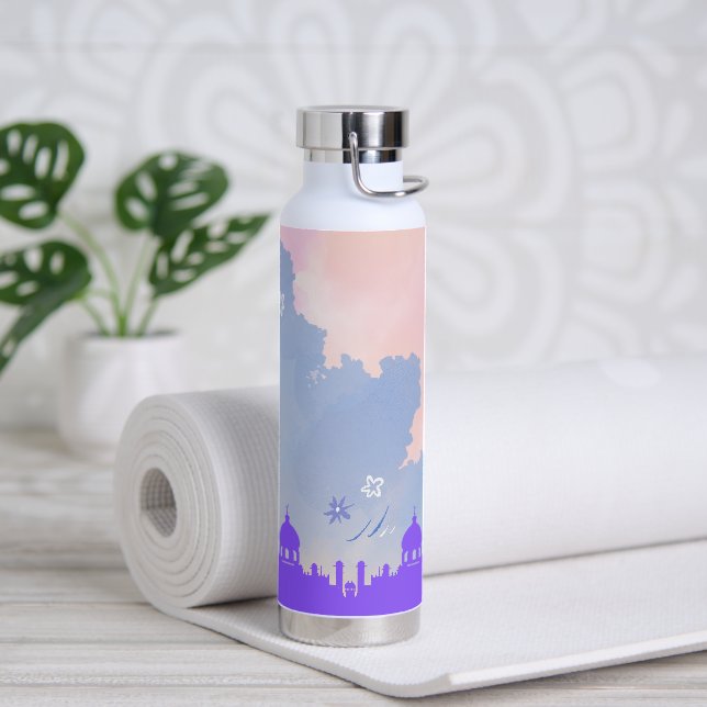 Schöne Wasserfarben Blumenmoschee Islamisches Gesc Trinkflasche (Yoga)