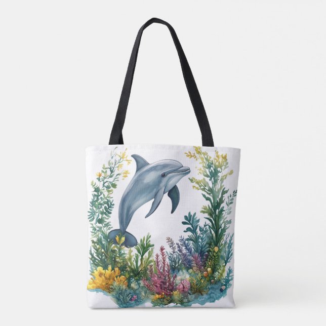 Schöne Wasserfarben-Delfin-Tasche Tasche (Rückseite)