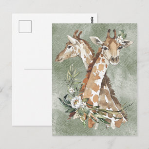 Schöne Wasserfarben-Giraffen  Postkarte