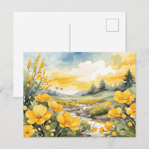 Schöne Wasserfarben-Naturlandschaft Postkarte