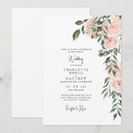 Schöne Wasserfarbenblüte Blütenweiße Hochzeit Einladung