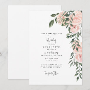 Schöne Wasserfarbenblüte Blütenweiße Hochzeit Einladung