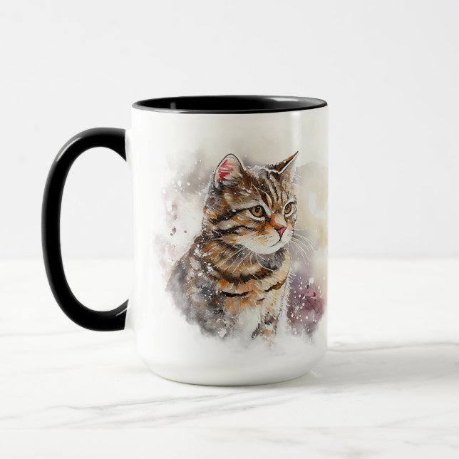SCHÖNE, WASSERFARBENE TABBY CAT TASSE (Links)