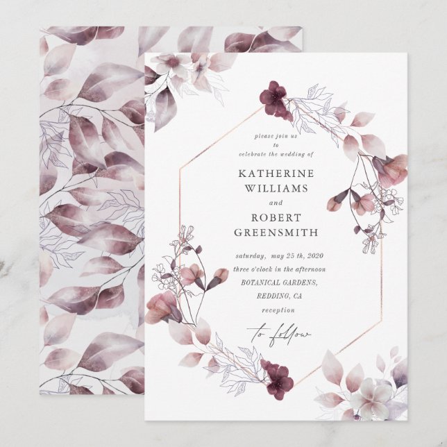 Schöne Wasserfarbenfall Blumen Hochzeit Einladung (Vorne/Hinten)