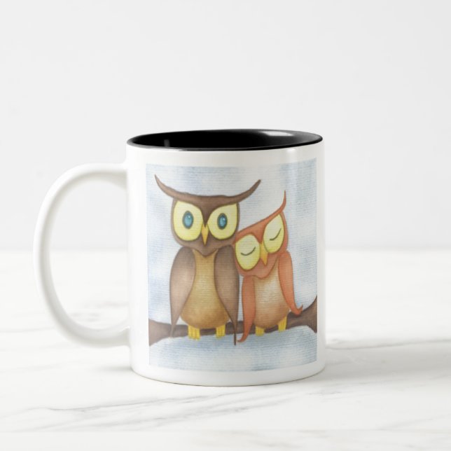 Schöne Wasserfarbenfreunde Zweifarbige Tasse (Links)