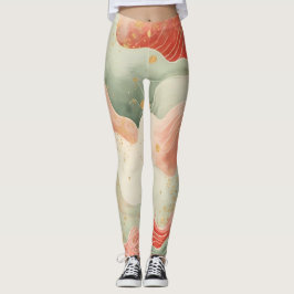 Schöne Wasserfarbenwirbel Rot/Grün/Gold Design  Leggings