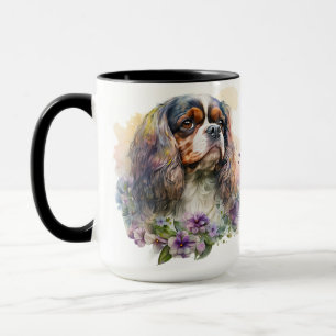 SCHÖNE WASSERFARBKABALIER KING CHARLES SPANIEL TASSE