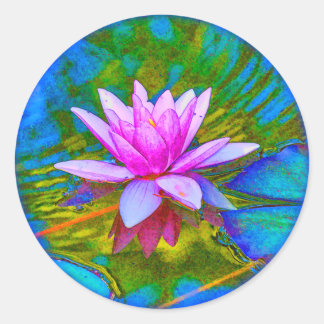 Schöne Wasserlilie Lotus Blossom Yoga Runder Aufkleber