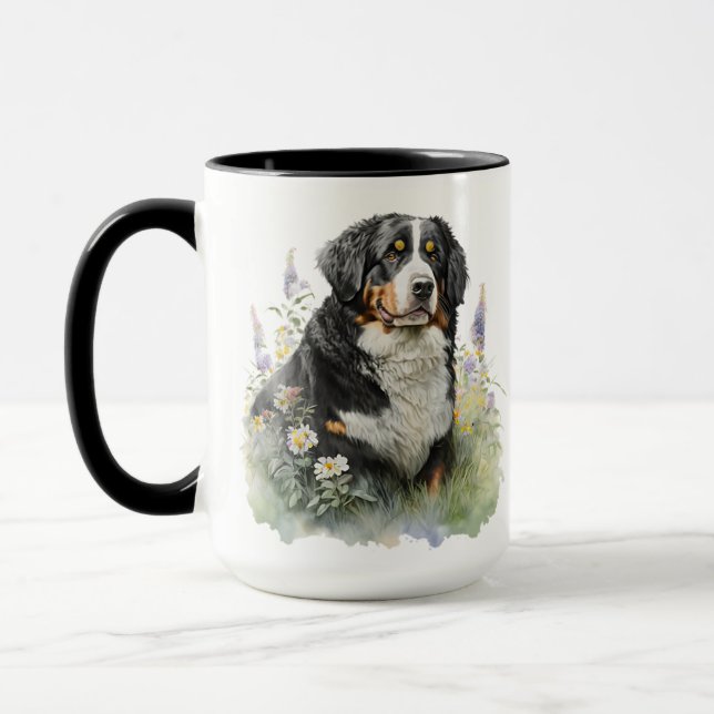 SCHÖNE WATERCOLOR BERNESE BERGHUND TASSE (Links)