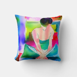 Schöne Watercolor-Frau Kissen