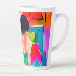 Schöne Watercolor-Frau Milchtasse