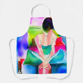 Schöne Watercolor-Frau Schürze