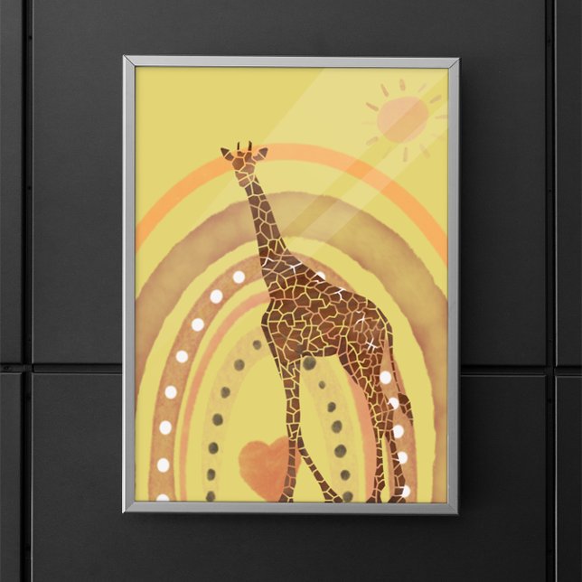 Schöne Watercolor Giraffe Regenbogenszene Poster (Von Creator hochgeladen)