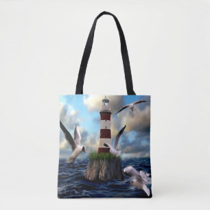 Schöne Watercolor Leuchtturmszene Tasche