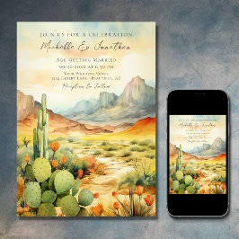 Schöne Watercolor-Wüste-Kakteen Wedding Einladung