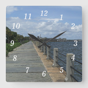 Schöne Waterfront Walkway Wall Clock Quadratische Wanduhr