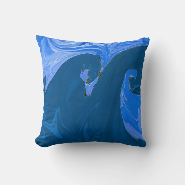 Schöne Waves Abstraktes Malerei Kunst Kissen (Vorderseite)