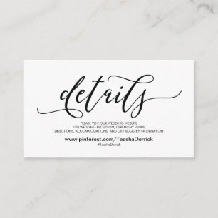 Schöne Website-Detailkarte für Hochzeiten Begleitkarte