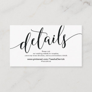 Schöne Website-Detailkarte für Hochzeiten Begleitkarte
