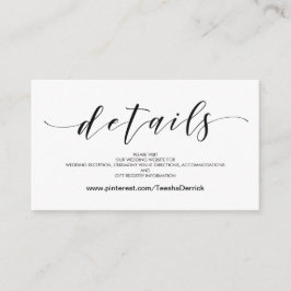 Schöne Website-Detailkarte für Hochzeiten Begleitkarte