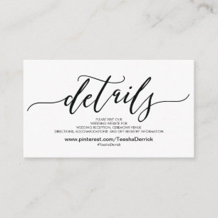 Schöne Website-Detailkarte für Hochzeiten Begleitkarte
