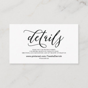 Schöne Website-Detailkarte für Hochzeiten Begleitkarte