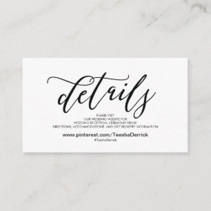 Schöne Website-Detailkarte für Hochzeiten Begleitkarte