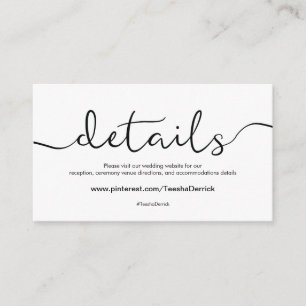 Schöne Website-Detailkarte für Hochzeiten Begleitkarte