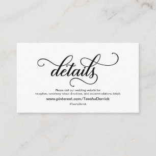 Schöne Website-Detailkarte für Hochzeiten Begleitkarte
