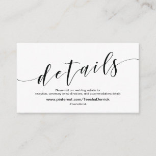 Schöne Website-Detailkarte für Hochzeiten Begleitkarte