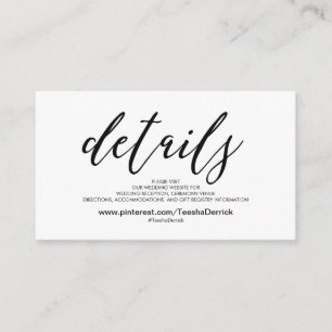 Schöne Website-Detailkarte für Hochzeiten Begleitkarte