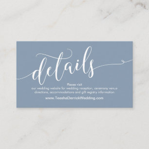 Schöne Website für Hochzeiten Details, Dusty Blue Begleitkarte