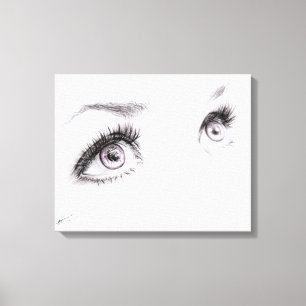 Schöne weibliche Augen Zeichnung Minimalistische K Leinwanddruck