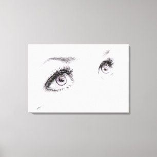 Schöne weibliche Augen Zeichnung Minimalistische K Leinwanddruck