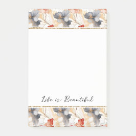 Schöne weibliche Pfirsich Blau und Weiß Blumen Post-it Klebezettel